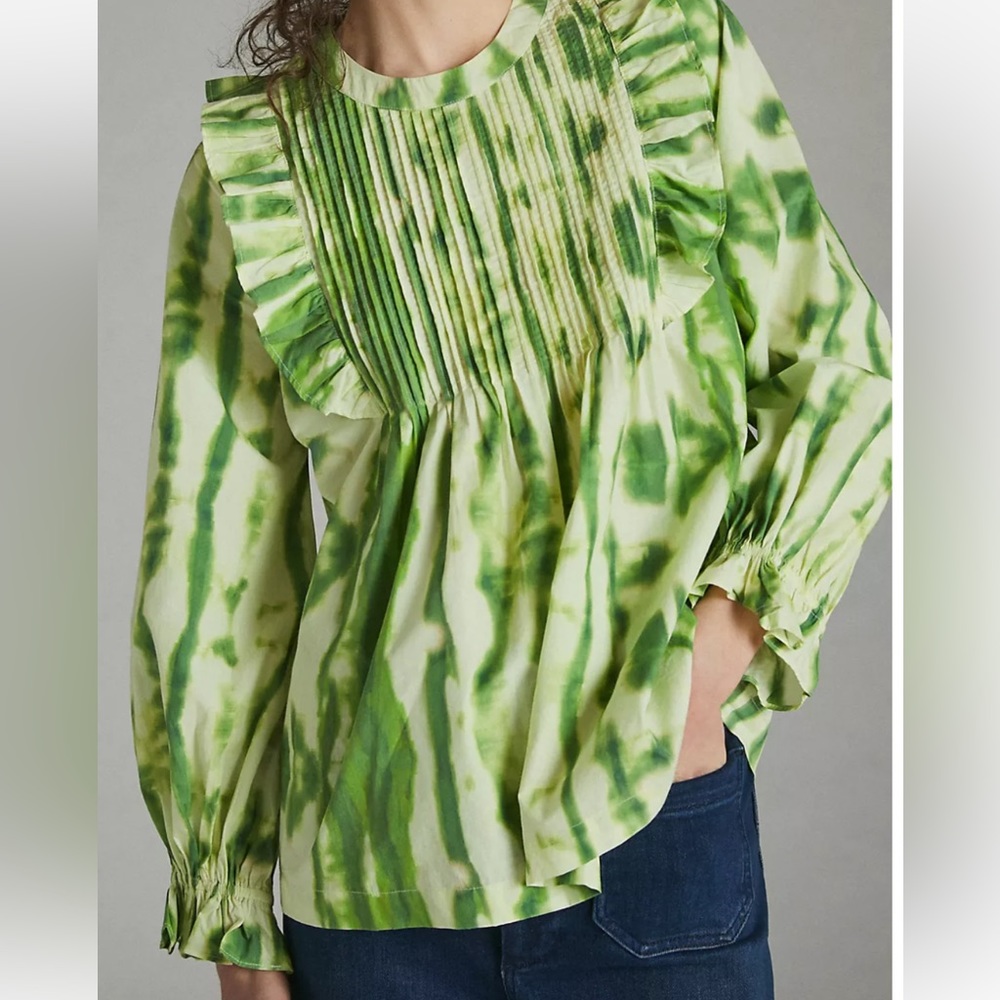 EMILIA RUFFLED TIE-DYE BLOUSE from Anthropologie